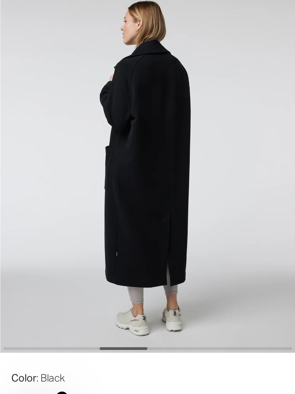 Vuori Long Black Trench Coat - Picture 4 of 6